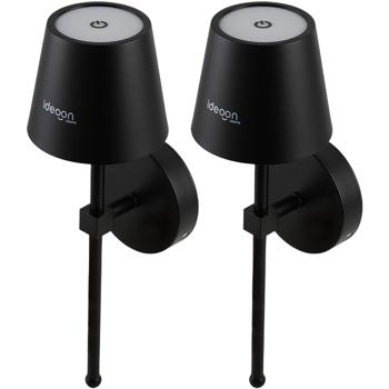 Preview: Set of 2 elegant LED wireless wall lights with remote control: dimmable black battery wall lamp, USB rechargeable with timer & touch sensor