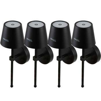 Preview: Set of 4 elegant wireless LED wall lights with remote control: dimmable black battery wall lamp, USB rechargeable with timer & touch sensor