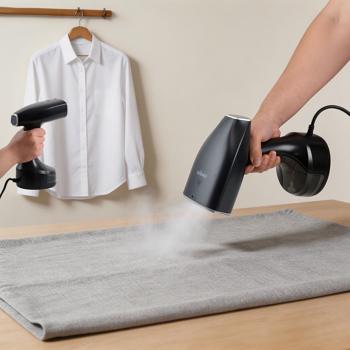 Preview: Handheld garment steamer with 1900 W, 300 ml water tank, 30 g/min steam, 3 levels, including 2 attachments & glove, steam brush