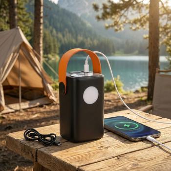 Powerful power bank 60,000 mAh, 100 W, USB‑C PD external battery: mobile charger with LED lamp for laptop, notebook, smartphone – fast charging