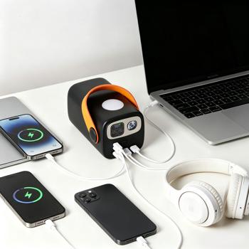 Preview: Powerful power bank 60,000 mAh, 100 W, USB‑C PD external battery: mobile charger with LED lamp for laptop, notebook, smartphone – fast charging