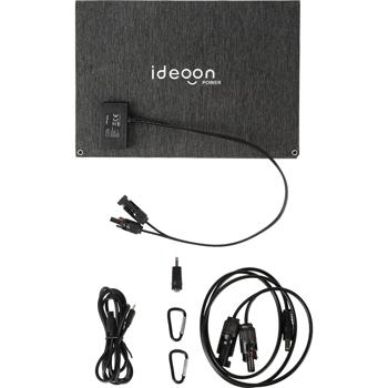 Preview: Panneau solaire pliable 60W monocristallin – chargeur solaire portable IP65 avec fiche compatible MC4, adaptateur DC, œillets et mousquetons pour le camping