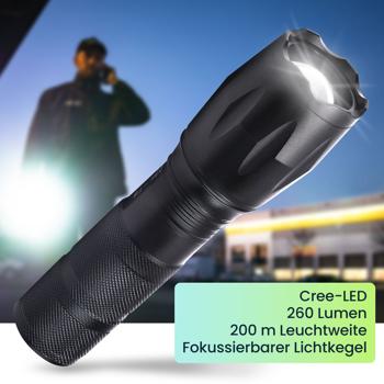 Preview: 2er-Set Wiederaufladbare Cree LED-Taschenlampe 260 lm mit Powerbank 1200mAh, 10 Watt, Lichtkegel mit Zoom, Blinklicht Modus für Notfälle Preview: 2er-Set Wiederaufladbare Cree LED-Taschenlampe 260 lm mit Powerbank 1200mAh, 10 Watt, Lichtkegel mit Zoom, Blinklicht Modus für Notfälle