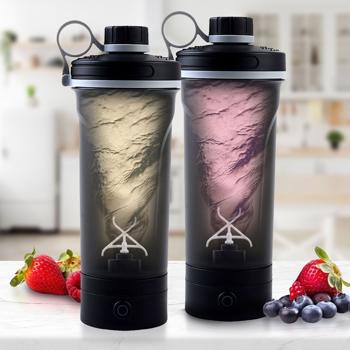 Lot de 2 shakers à batterie haute performance pour shakes protéinés et smoothies - Portable, électrique, rechargeable USB-C, mélange sans grumeaux - Idéal pour le sport et le fitness 