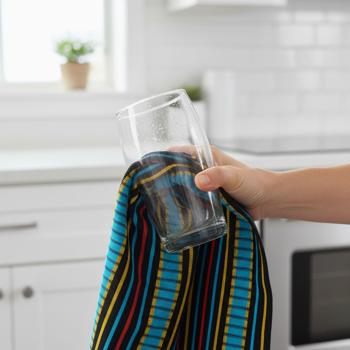 Preview: Grubentuch 100% cotton: Absorbent dish towel & multipurpose cloth, turquoise-black - Robust drying towel for home & food service