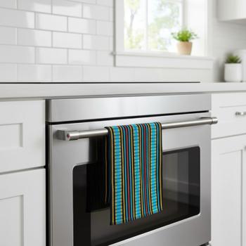 Preview: Grubentuch 100% cotton: Absorbent dish towel & multipurpose cloth, turquoise-black - Robust drying towel for home & food service