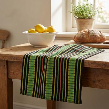 Grubentuch 100% cotton: absorbent dish towel & multipurpose cloth, green-black - Robust drying towel for home & catering