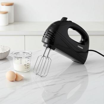 Profi Handmixer 300W Schwarz: Kraftvoller Handrührer, 5 Stufen & Turbo: Perfekt für Teig, Sahne & Backen - Chrom Knethaken & Schneebesen