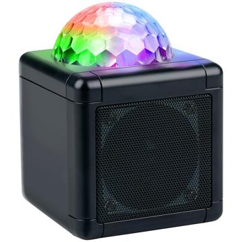 Preview: Kompakter Kraftvoller Bluetooth 5.4 Party Lautsprecher mit Discokugel Lichtshow – Mic, Aux, USB-C – Ideal für Zuhause, Partys und Feste