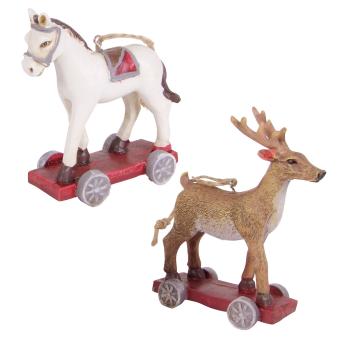 Preview: 2-piece set Christmas tree ornaments deer & horse