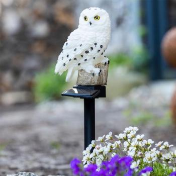 Preview: Original LED solar owl, weatherproof and weather-resistant, solar garden light with dusk sensor, striking light source for garden and balcony