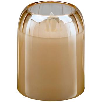 Preview: LED Kerze Braun 7,5 x 10 cm: Bewegliche Flamme, warmweisses Licht, flackernd - hochwertige Deko Kerze, gemütliche LED-Beleuchtung, modern & sicher