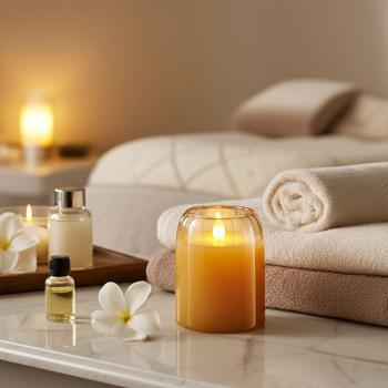 LED Kerze Braun 7,5 x 10 cm: Bewegliche Flamme, warmweisses Licht, flackernd - hochwertige Deko Kerze, gemütliche LED-Beleuchtung, modern & sicher