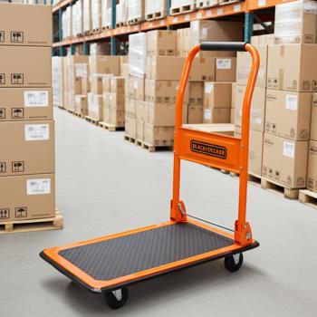 Preview: Top-Plattformwagen 60 x 40 x 80 cm, 80 kg, massiver Stahl, Klappbar, Profi-Rollwagen, stabil & wendig: Perfekt für Lager, Werkstatt & Umzug