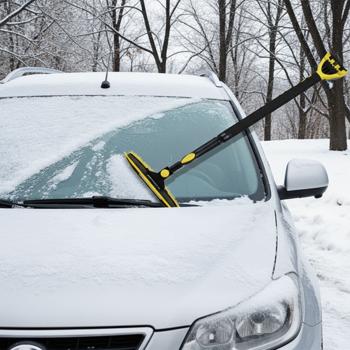 Profi 2in1 Teleskop Eiskratzer & Schneebesen 85–146 cm: Verlängerbarer Eisschaber für Auto, SUV, Van & LKW - Effektive Schnee & Eisentfernung