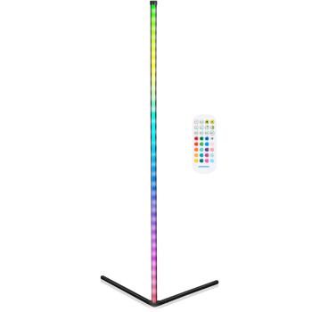 Preview: RGB Ecklampe mit dynamischem Musik-Sensor, warmweiss & farbig, 140cm Stehleuchte, Steuerung per Fernbedienung. Perfekt für Wohnzimmer & Gaming