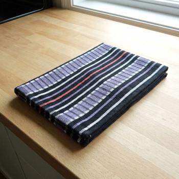 Preview: Set of 5 huck towels 100% cotton: highly absorbent dish towel & multipurpose cloth, purple-black - robust drying towel for home & catering