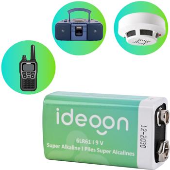 High-quality 9V block battery – 6LR61 alkaline 9 volt – Reliable power source for smoke detectors, measuring devices and toys