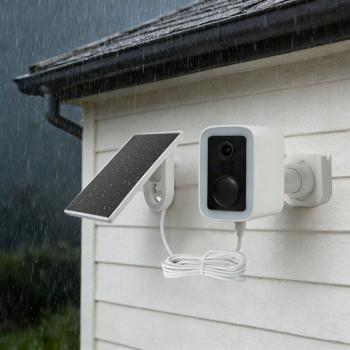 Preview: WiFi solar surveillance camera outdoors 3MP, self-sufficient IP66 wireless camera with floodlight, app control, PIR sensor & intercom, white