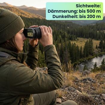 Preview: Profi 4K Nachtsichtkamera Binokular: 500m IR-Digitalkamera für Jagd, Camping & Security. 4K-Foto, 8x Zoom, USB-C Akku & inkl. Tasche 