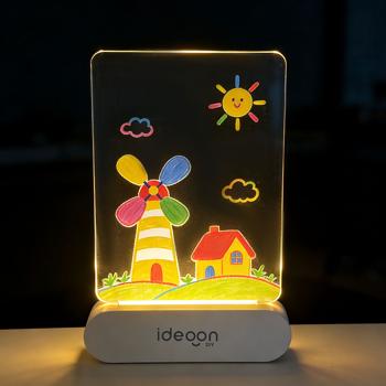 Preview: Set of 2 Creative LED Acrylic Drawing Boards for Children: Wireless DIY Lamp with Battery & 7 Coloured Pencils – The perfect glowing gift for little artists 22 x 15 cm