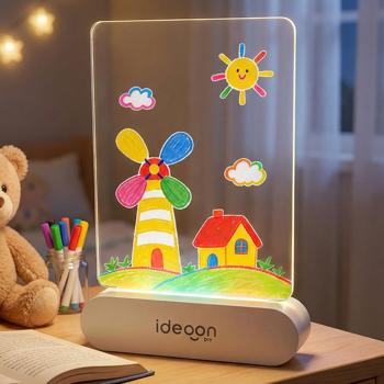 Creative LED acrylic drawing board for children: Wireless DIY lamp with battery & 7 coloured pens – The perfect glowing gift for little artists, 22 x 15 cm
