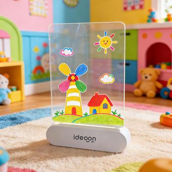 Preview: Set of 2 Creative LED Acrylic Drawing Boards for Children: Wireless DIY Lamp with Battery & 7 Coloured Pencils – The perfect glowing gift for little artists 22 x 15 cm