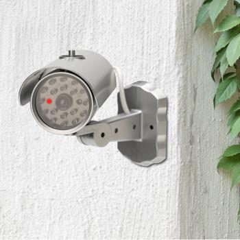 Preview: Überwachungskamera Attrappe mit Bewegungssensor und rotem Blinklicht, Batteriebetrieb, Sicherheits-Dummy Kamera in realistischem Design