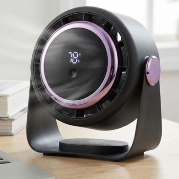 Preview: Lot de 2 ventilateurs à batterie avec affichage numérique : ventilateur de table, 5 vitesses, USB‑C, ventilateur portable avec crochet – idéal pour le bureau, le camping et les voyages