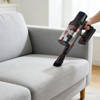 Preview: Zyklon Akku Staubsauger 27 kPa, 430W kabelloser Handstaubsauger mit HEPA Filter, LED Beleuchtung, Teleskoprohr und 4 Saugstufen, 0,7L Staubbehälter