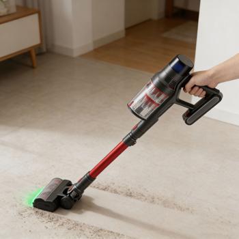 Preview: Zyklon Akku Staubsauger 27 kPa, 430W kabelloser Handstaubsauger mit HEPA Filter, LED Beleuchtung, Teleskoprohr und 4 Saugstufen, 0,7L Staubbehälter