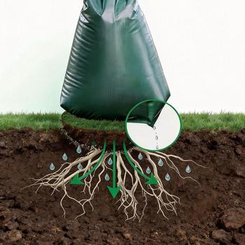 Preview: Set di 4 sacche per irrigazione alberi 75 L, sacca d’acqua per alberi – sacca d’acqua in PE resistente ai raggi UV e alle intemperie con cerniera e 2 occhielli – irrigazione a goccia per 9 ore