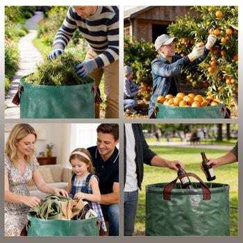 Preview: Sacco XL per rifiuti da giardino, 272 litri, Ø 67 x 76 cm - sacchi resistenti per sfalci verdi con doppio fondo, pieghevoli, ideali per sfalci verdi, polipropilene 150 gsm