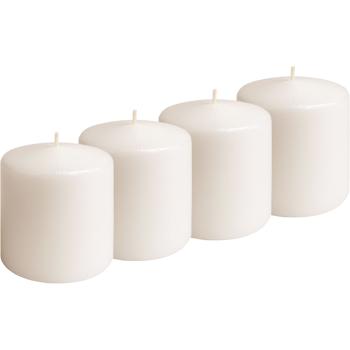 Set of 4 cream pillar candles – rustic wax candle, Ø 7 x 10 cm – long burning time for festive occasions, Advent, Christmas or atmospheric decoration