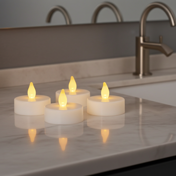 XL LED Teelichter mit Timer im 4er-Set, realistischer Flackereffekt in warmweiss - sicheres Flackerlicht (Ø 5,8cm) für stimmungsvolle Deko drinnen & draussen.