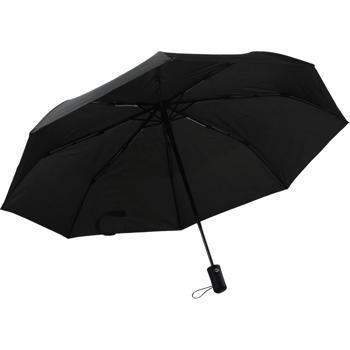 Preview: Compact automatic umbrella in black – Ø 95 cm – Wind-resistant pocket umbrella with fibreglass ribs & protective sleeve – Quick-drying & durable