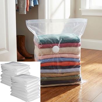 2-pack premium vacuum storage bag set with 15 pieces in 5 sizes for clothing & bed linen – reusable space-savers for travel & wardrobe – transparent