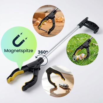 Preview: 2er-Set  Greifarm 76 cm – Ergonomische Greifzange mit Magnetspitze und 360° drehbarem Kopf – Für Senioren, Aufheben, Müllsammler, den Garten & mehr
