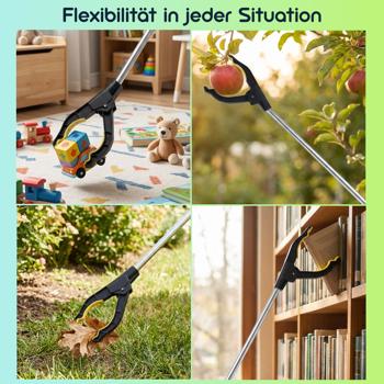 Preview: 2er-Set  Greifarm 76 cm – Ergonomische Greifzange mit Magnetspitze und 360° drehbarem Kopf – Für Senioren, Aufheben, Müllsammler, den Garten & mehr