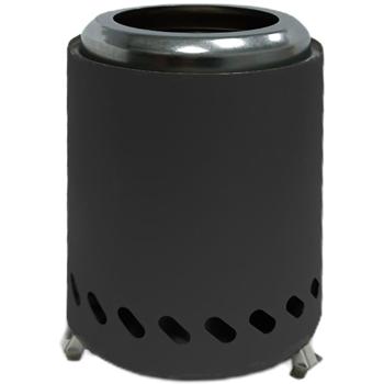 Preview: Kompaktes Tischfeuer Edelstahl, Anthrazit - raucharm, Holzpellets/Feuerholz; stilvoller Tischkamin fürs Balkon, Terrasse & Camping inkl. Tragetasche