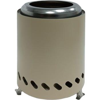 Preview: Kompaktes Tischfeuer Edelstahl, Beige - raucharm, Holzpellets/Feuerholz; stilvoller Tischkamin fürs Balkon, Terrasse & Camping inkl. Tragetasche