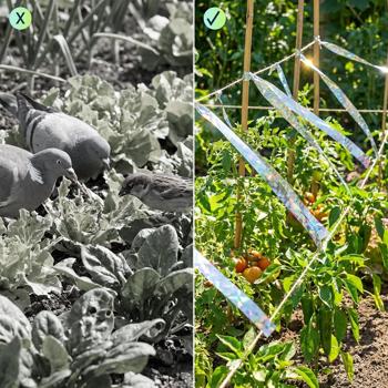 Preview: 2er-Set Vogelschutzband Reflektierend 45m x 5cm - Effektive Vogelabwehr durch Lichtreflexion und Bewegung - Chemiefreie Abwehrstreifen für Garten und Balkon
