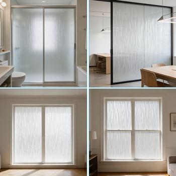 Preview: 2 films fenêtre anti-regards, motif vagues 3D, 45 x 200 cm – films électrostatiques avec protection anti-UV – films décoratifs réutilisables