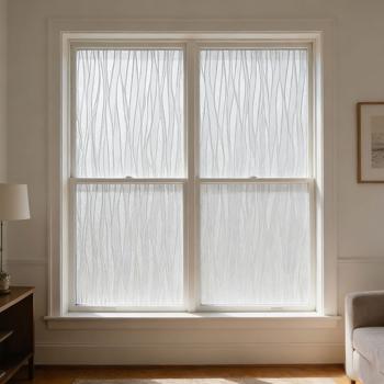 Preview: 3D privacy film wave design for windows 45 x 200 cm – static-cling window privacy film with UV protection – reusable decorative film