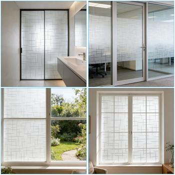 Preview: 3D privacy film cross design for windows 45 x 200 cm – Static‑cling screening film with UV protection – Reusable decorative film