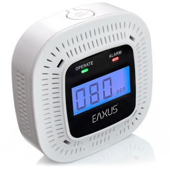 Preview: Set of 3 digital carbon monoxide detectors, CO alarms with LCD display, visual & acoustic warning signal, DIN EN 50291 certified