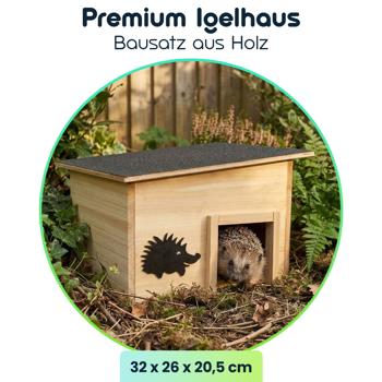 Preview: 2er-Set Premium Igelhaus Bausatz aus Holz mit sicherem Labyrintheingang und abnehmbarem Dach - Wetterfestes Winterquartier für draussen zum Basteln