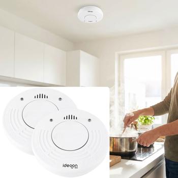 Set of 2 premium smoke alarms with 10‑year battery life – certified to DIN EN 14604 with extra‑loud 85 dB alarm signal and lithium battery