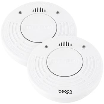 Preview: Set of 2 premium smoke alarms with 10‑year battery life – certified to DIN EN 14604 with extra‑loud 85 dB alarm signal and lithium battery