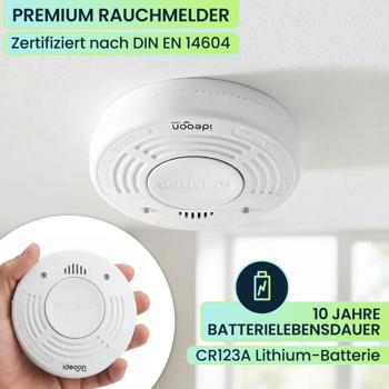Preview: 3er-Set Premium Rauchmelder mit 10 Jahren Batterielebensdauer - Zertifiziert nach DIN EN 14604 mit extra lautem 85dB Alarmsignal und Lithium Batterie